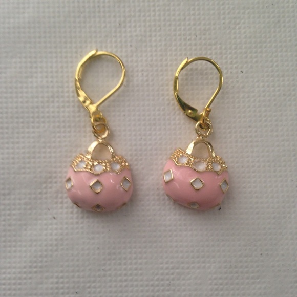 Pink Enamel Purse Necklace and Earrings Set - Picture 3 of 6